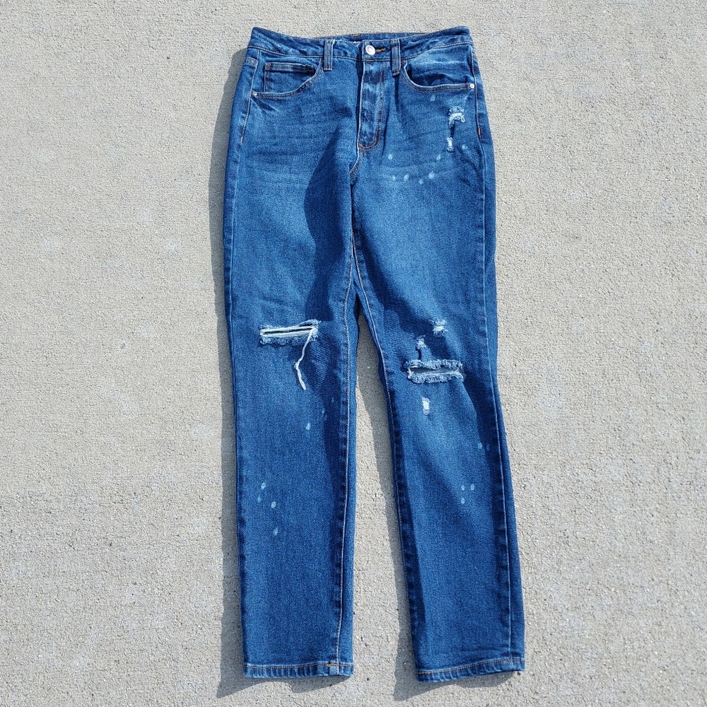 No Boundaries Women's Blue Jeans Size 7 - Distressed Blue Jeans